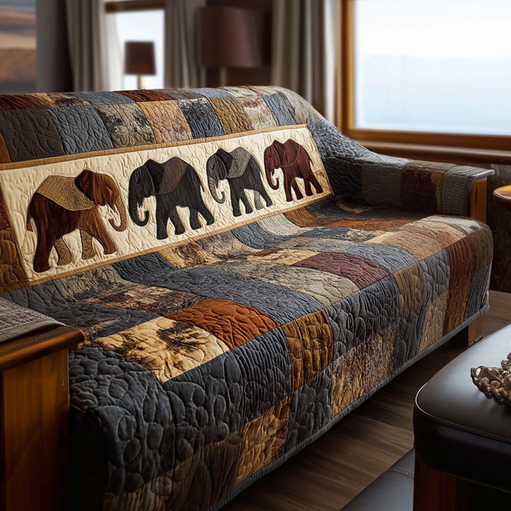 Calm Elephant Quilted Sofa Cover Best Couch Covers Presents For Elephant Lovers