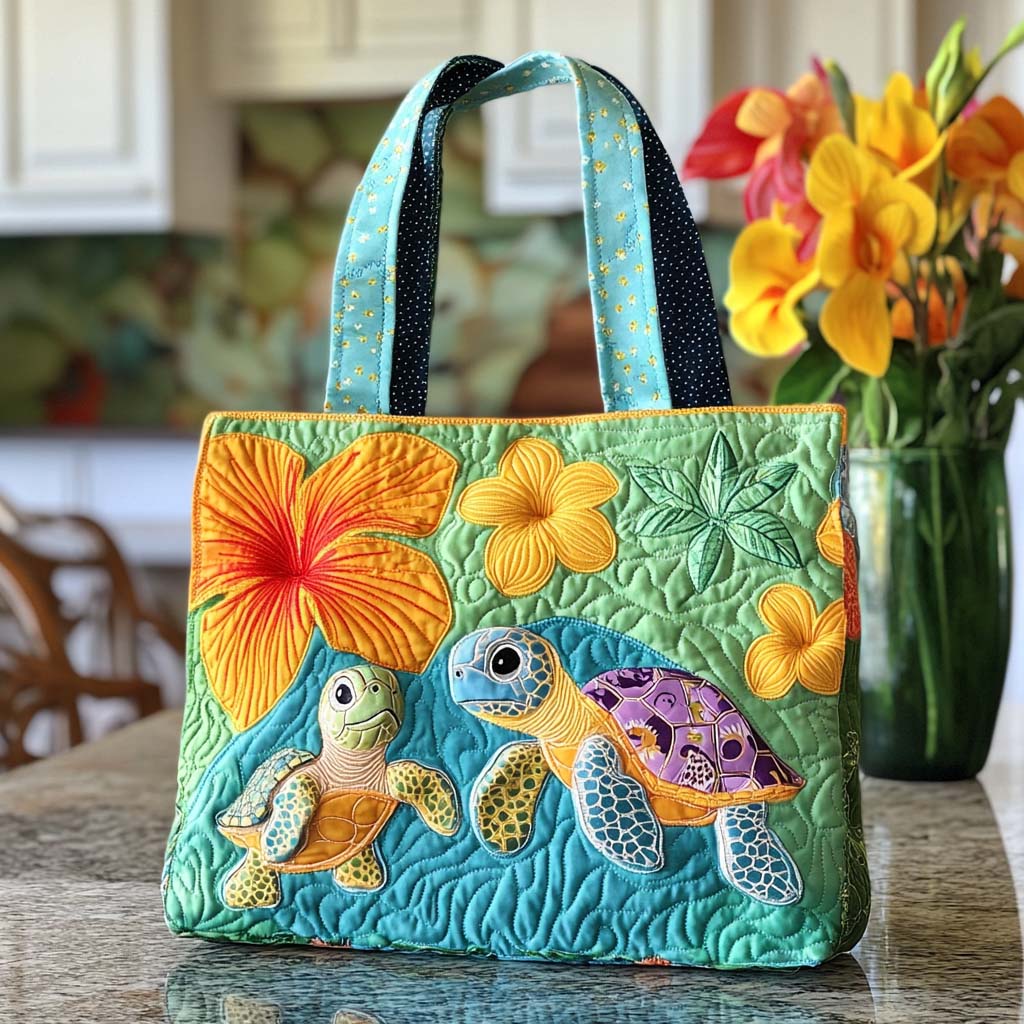 Calm Ocean Turtle Quilted Tote Bag Handbag For Women Ideas For Moms Birthday