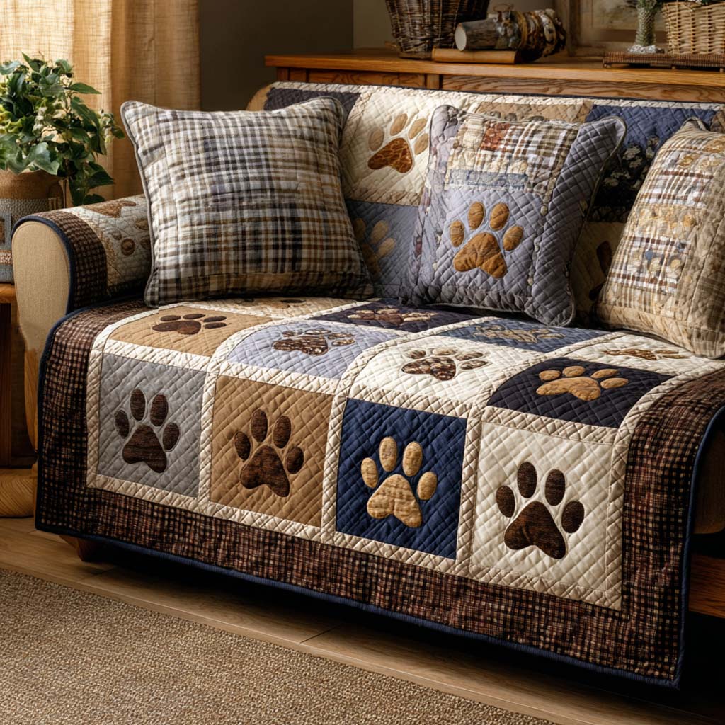 Calm Paw Quilted Sofa Cover Sofa Couch Slipcover Presents For Dog Owners