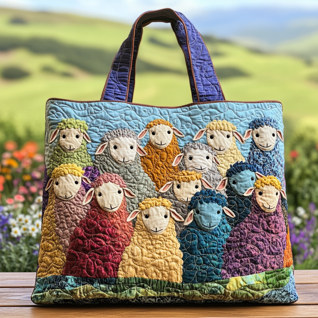 Calm Sheep Quilted Tote Bag Best Shoulder Handbags The Best Mother's Day Gifts