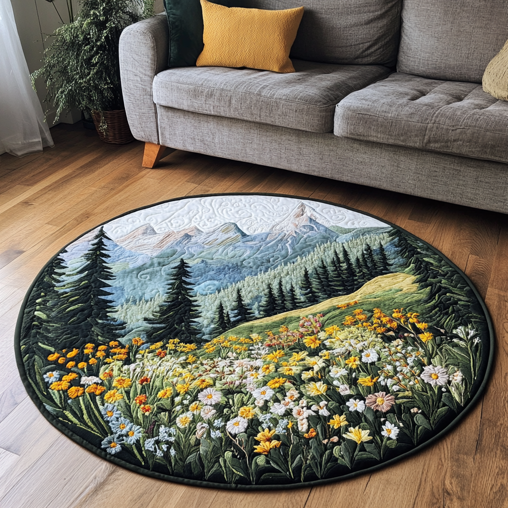 Calm Vista Quilted Round Mat Large Round Mat Mothers Day Gift Ideas Last Minute