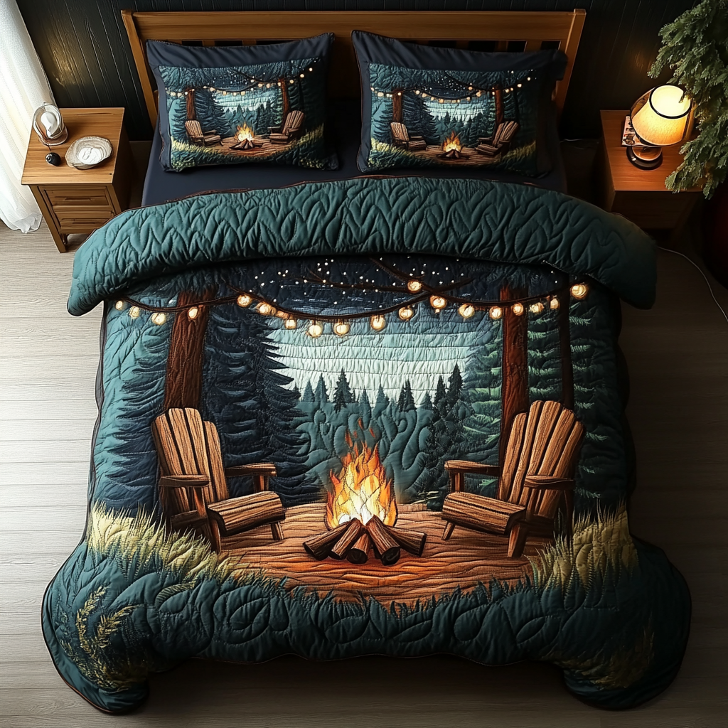 Camp Vibes Quilted Bedding Set Best King Sheets Special Gifts For Dad From Son