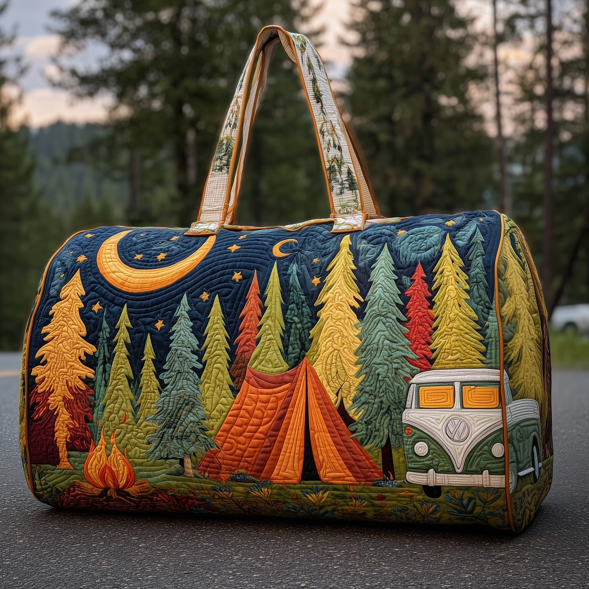 Campfire Dream Quilted Duffle Bag Female Weekend Bag Best Last Minute Mother's Day Gifts