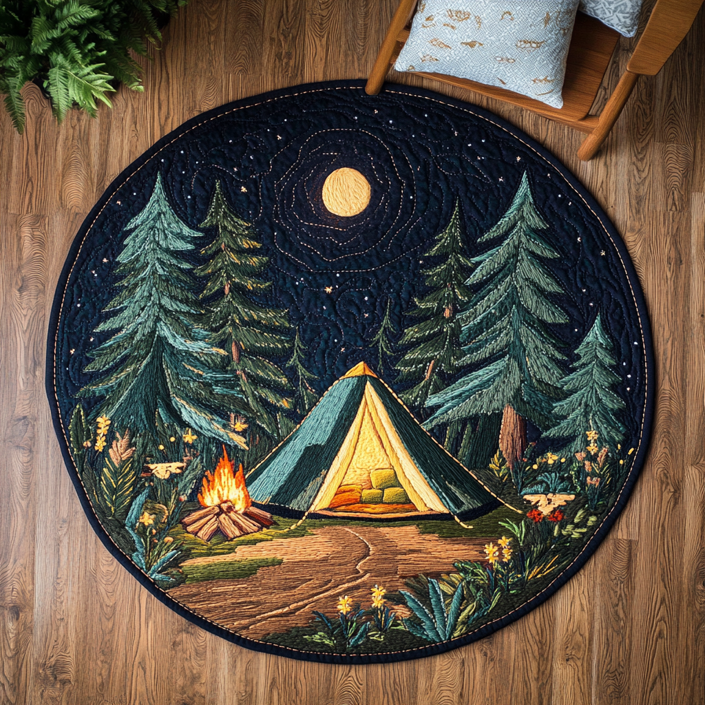 Campfire Nights Quilted Round Mat Living Decor Ideas Perfect Father's Day Gifts