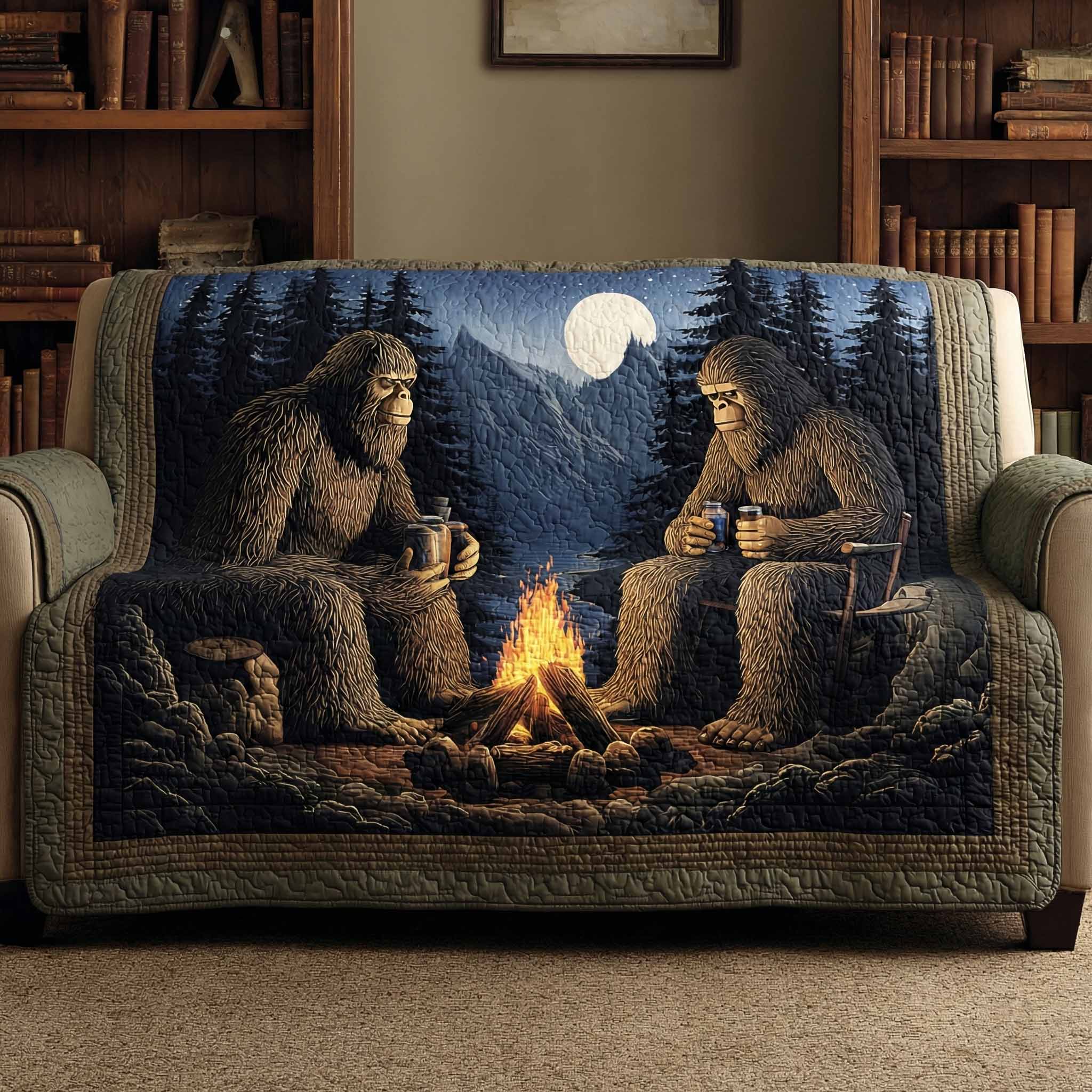 Campfire Tales Quilted Sofa Cover Best Slip Covers For Furniture Bigfoot Gifts For Him