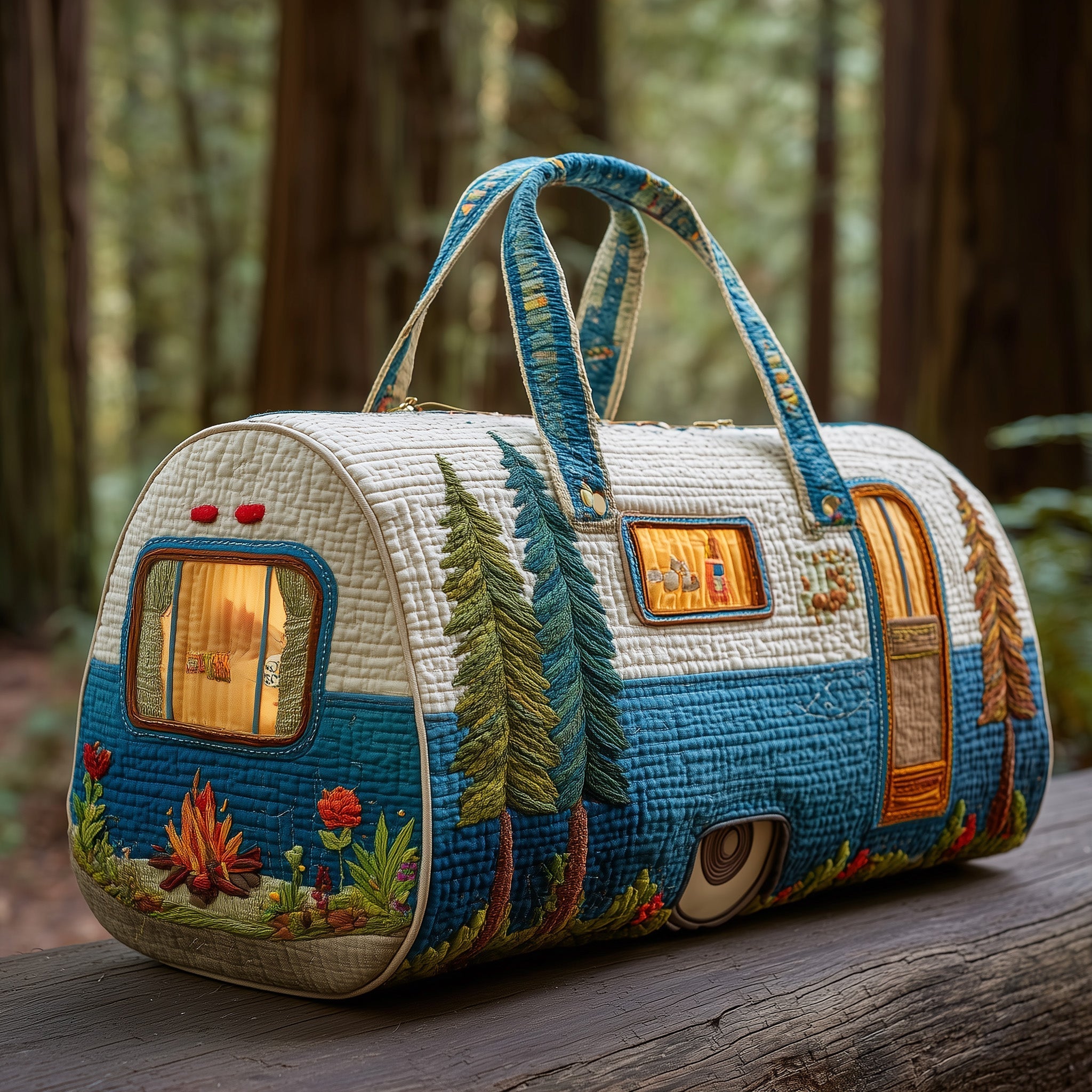 Camping Trailer Quilted Duffle Bag Weekend Duffle Mothers Day Gift For Sister