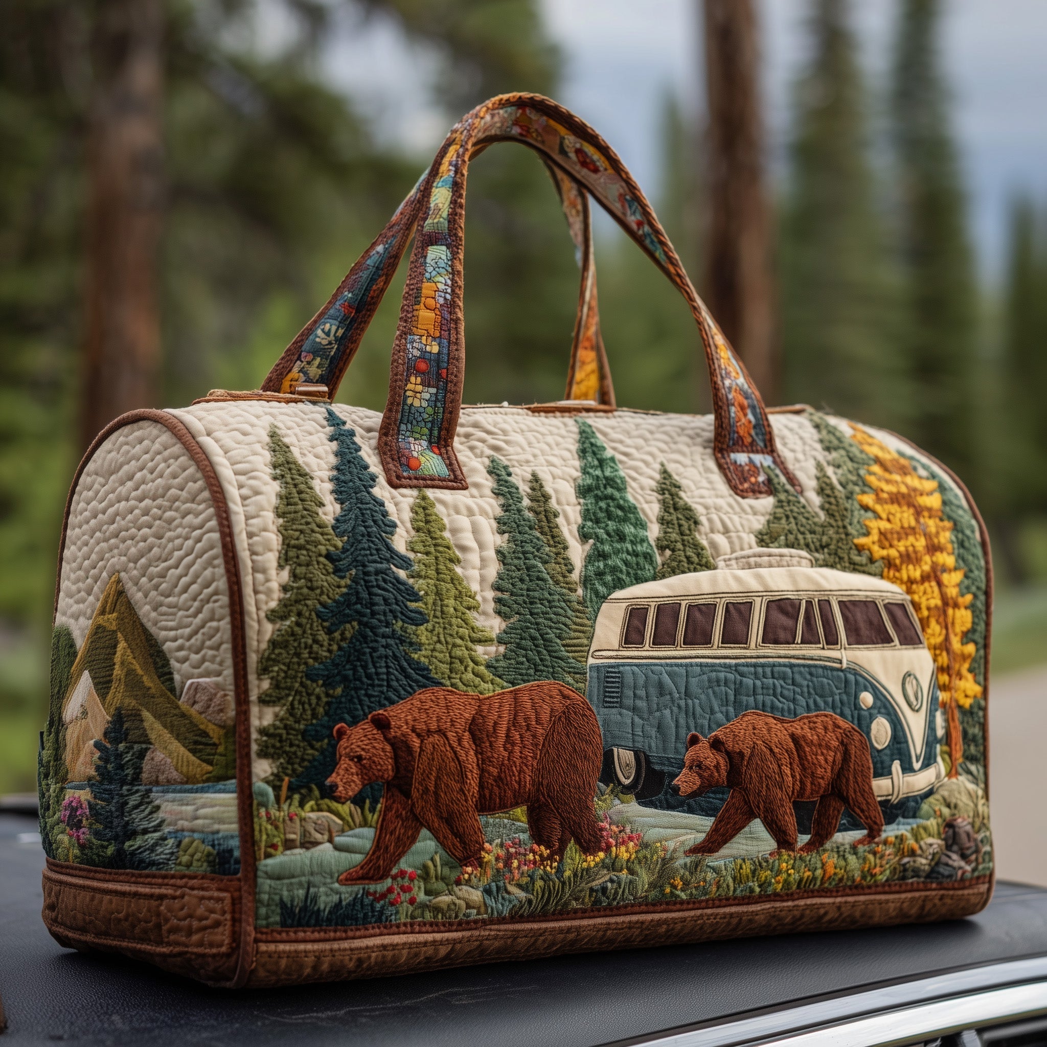 Camping Van Quilted Duffle Bag Best Duffle Bags For Women Mother's Day Gifts For Wife