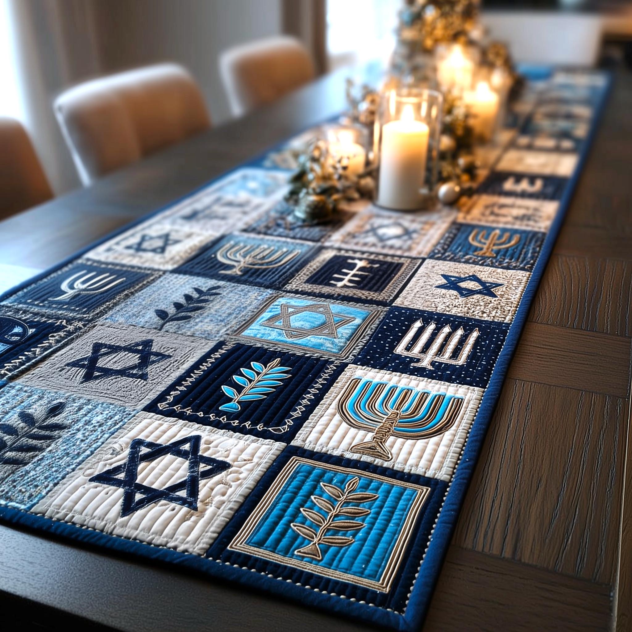 Candle Glow Quilted Table Runner Dining Room Centerpieces Hanukkah Gift Ideas For Family