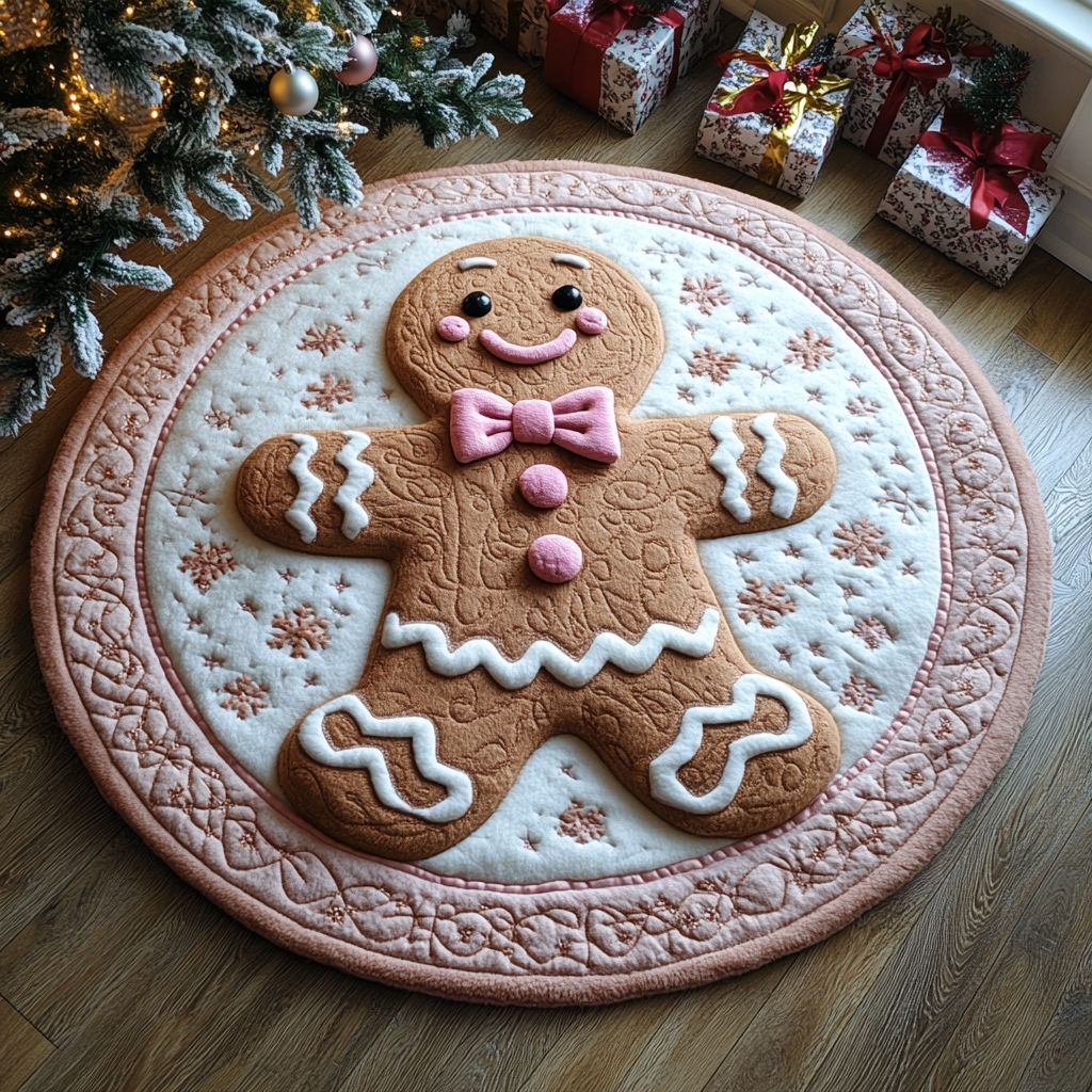 Candy Cane Lane Quilted Round Mat Circle Rugs Large Christmas Gifts For Brother In Law