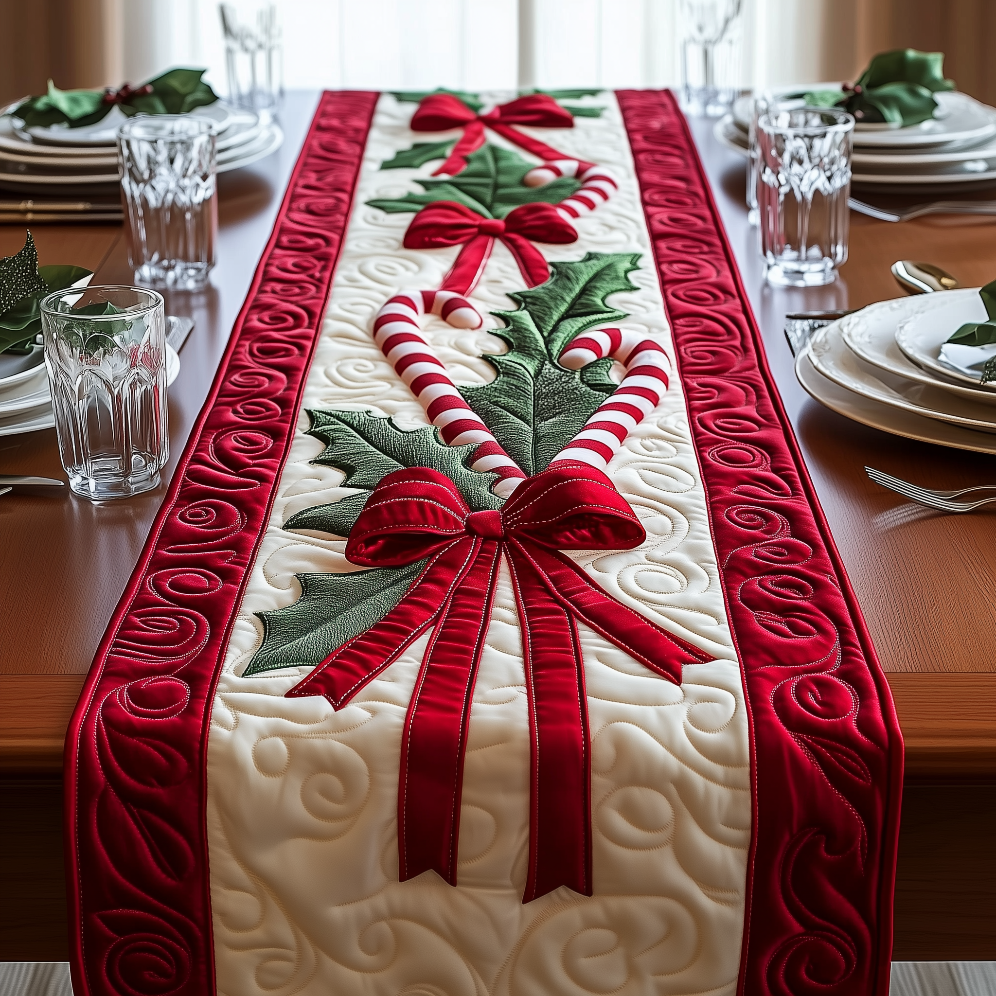 Candy Canes Quilted Table Runner Dinner Table Decorations Christmas Christmas Gift Ideas For Her