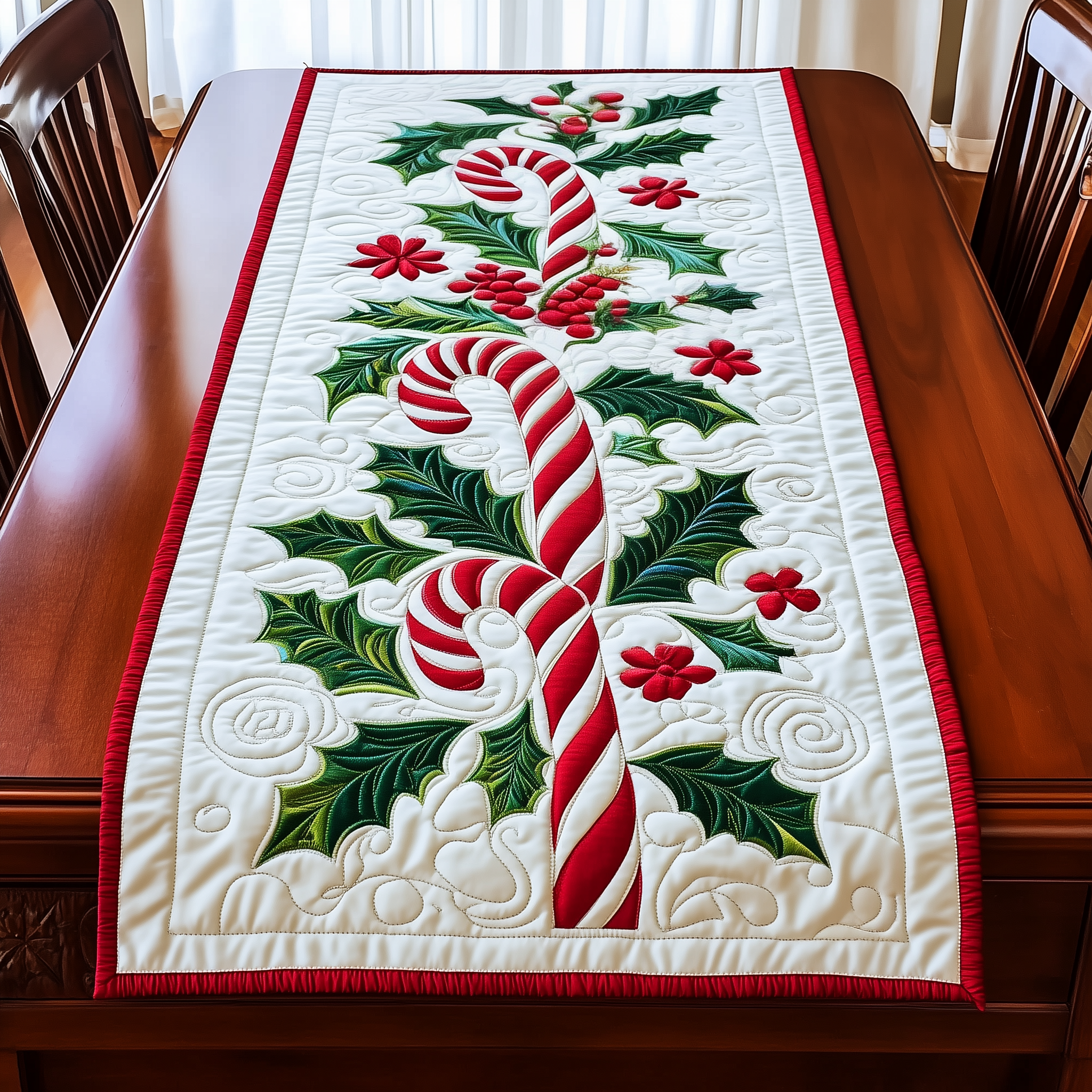 Candy Canes Quilted Table Runner Elegant Holiday Table Runners Gifts For Christmas For Mother In Law