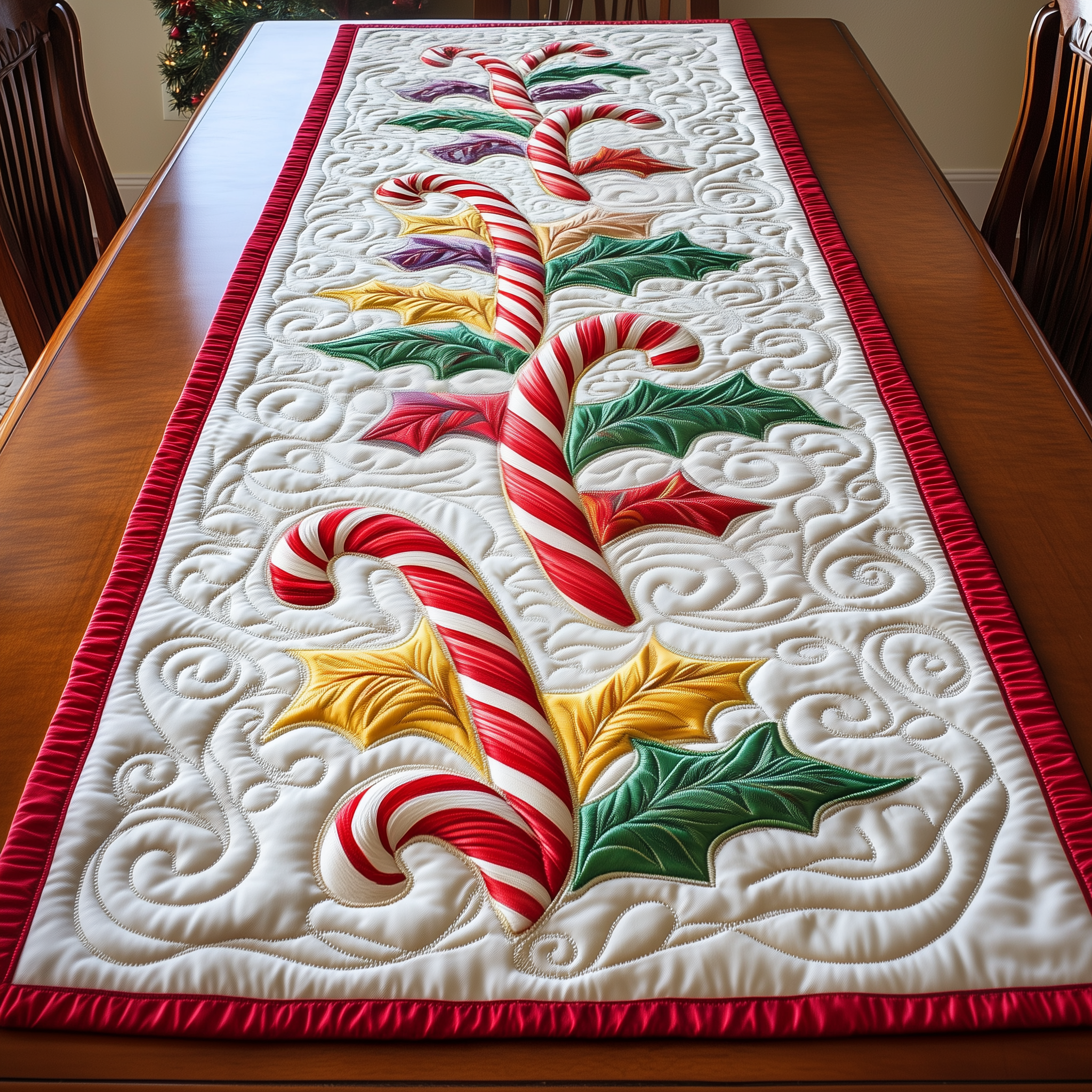 Candy Canes Quilted Table Runner Holiday Runner Dining Gifts To Give Mother In Law For Christmas