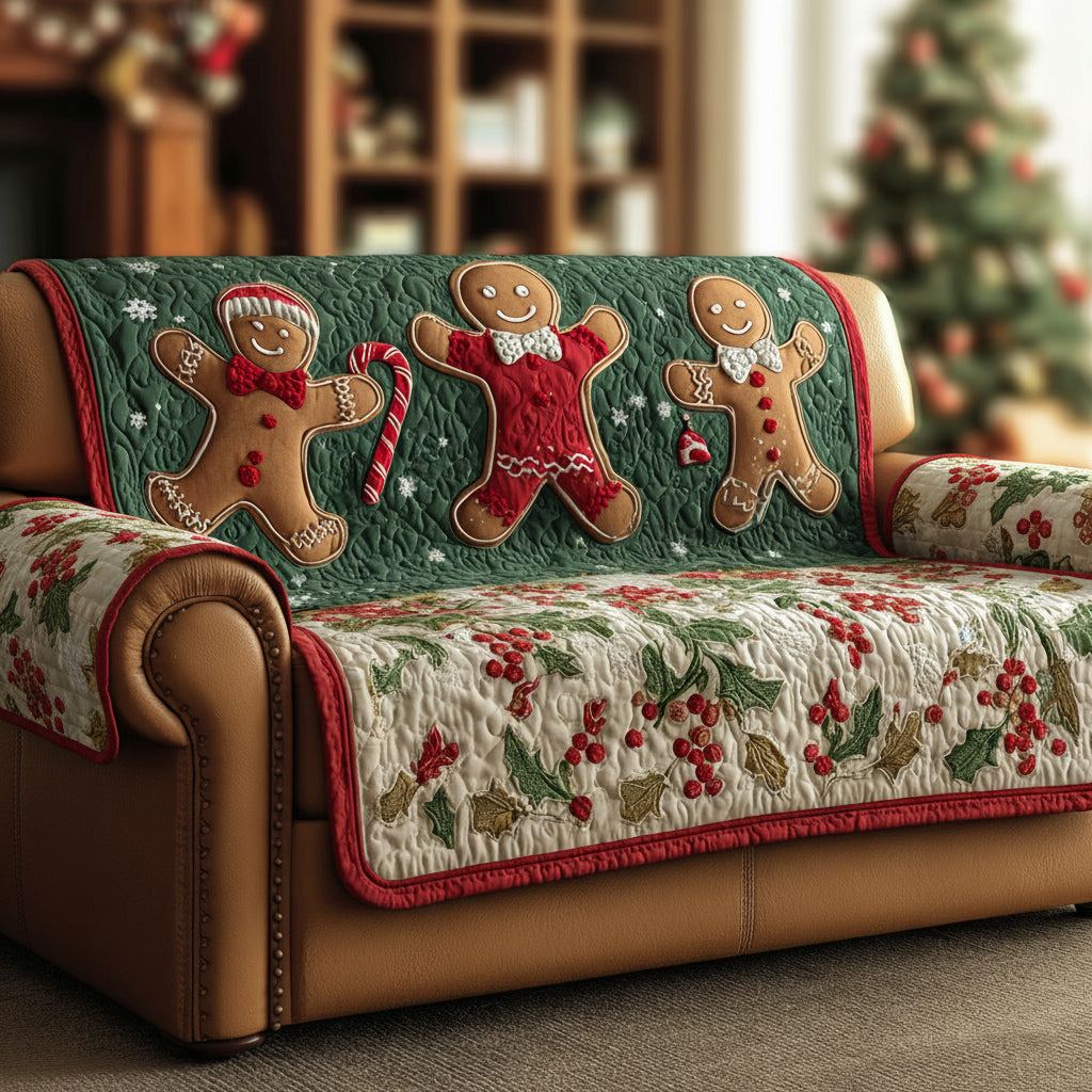 Candy Gingerbread Man Quilted Sofa Cover Christmas Couch Decor Christmas Gift Ideas For Relatives