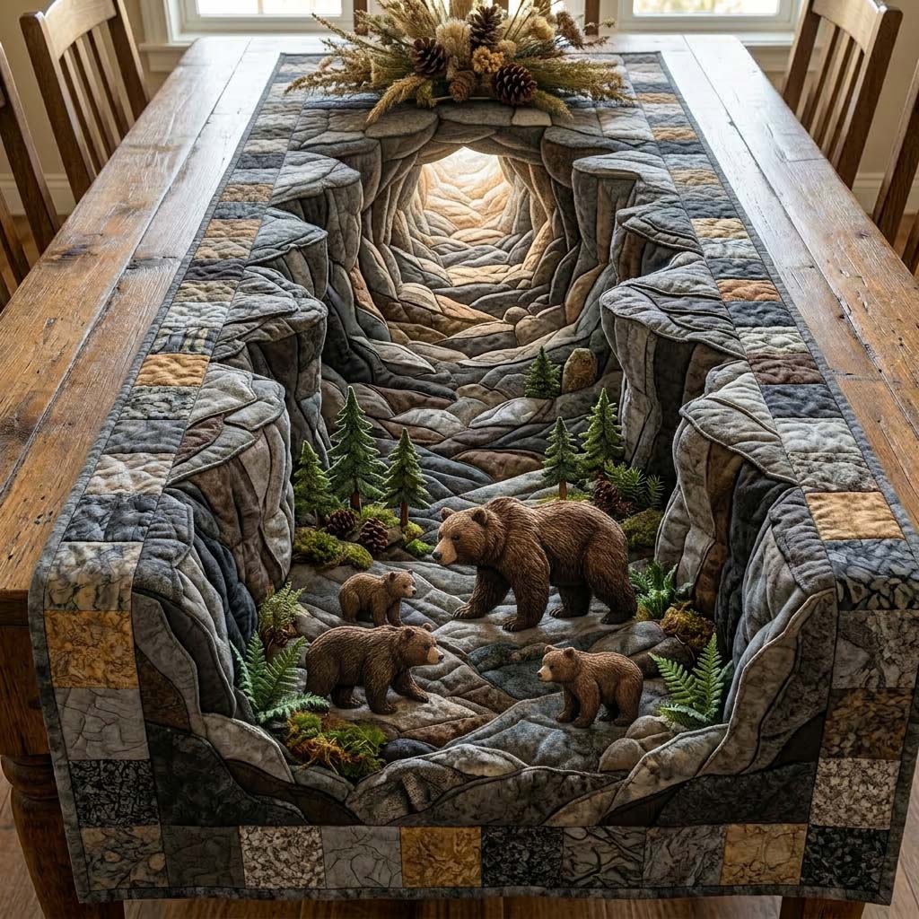Canyon Bear Path Quilted Table Runner Dining Table Centerpiece Ideas Bear Gifts For Men