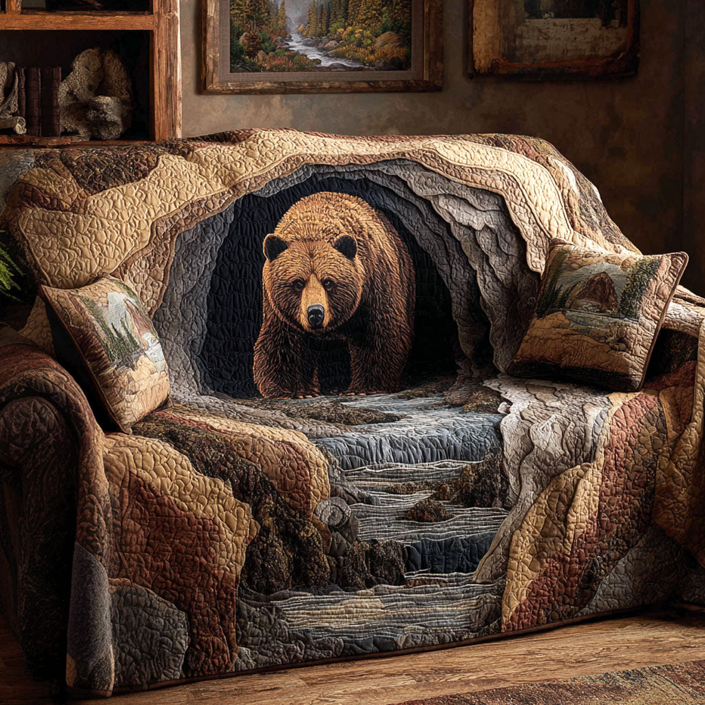 Canyon Bear Quilted Sofa Cover Indoor Decor Bear Gifts For Men