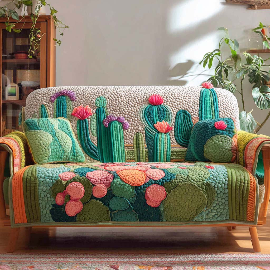 Canyon Bloom Quilted Sofa Cover Furniture Slipcovers Cactus For Birthday Gift