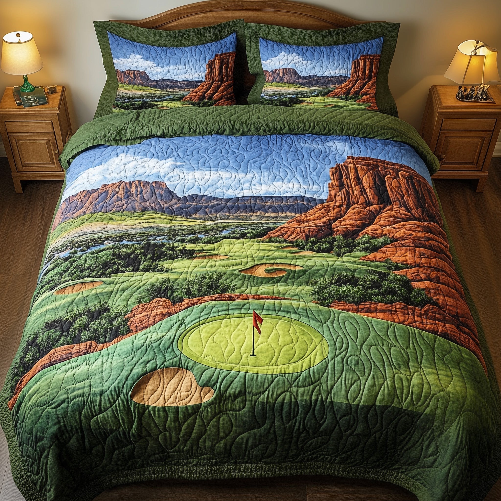 Canyon Golf Vista Quilted Bedding Set Good Sheet Sets Cool Golf Things