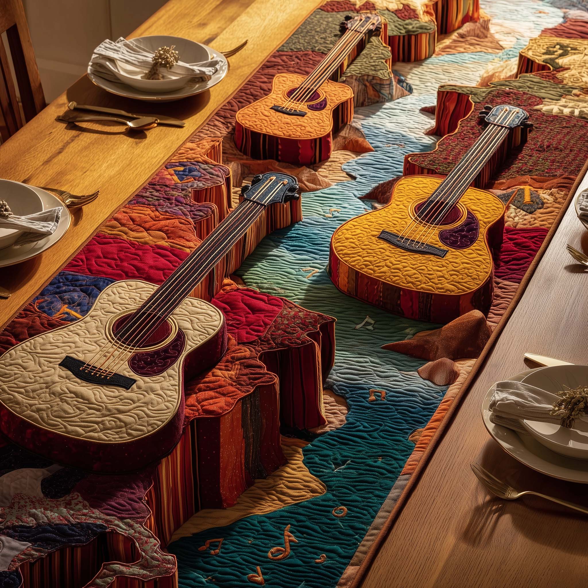Canyon Guitars Quilted Table Runner Dining Room Table Runners Best Gifts For Guitar Players