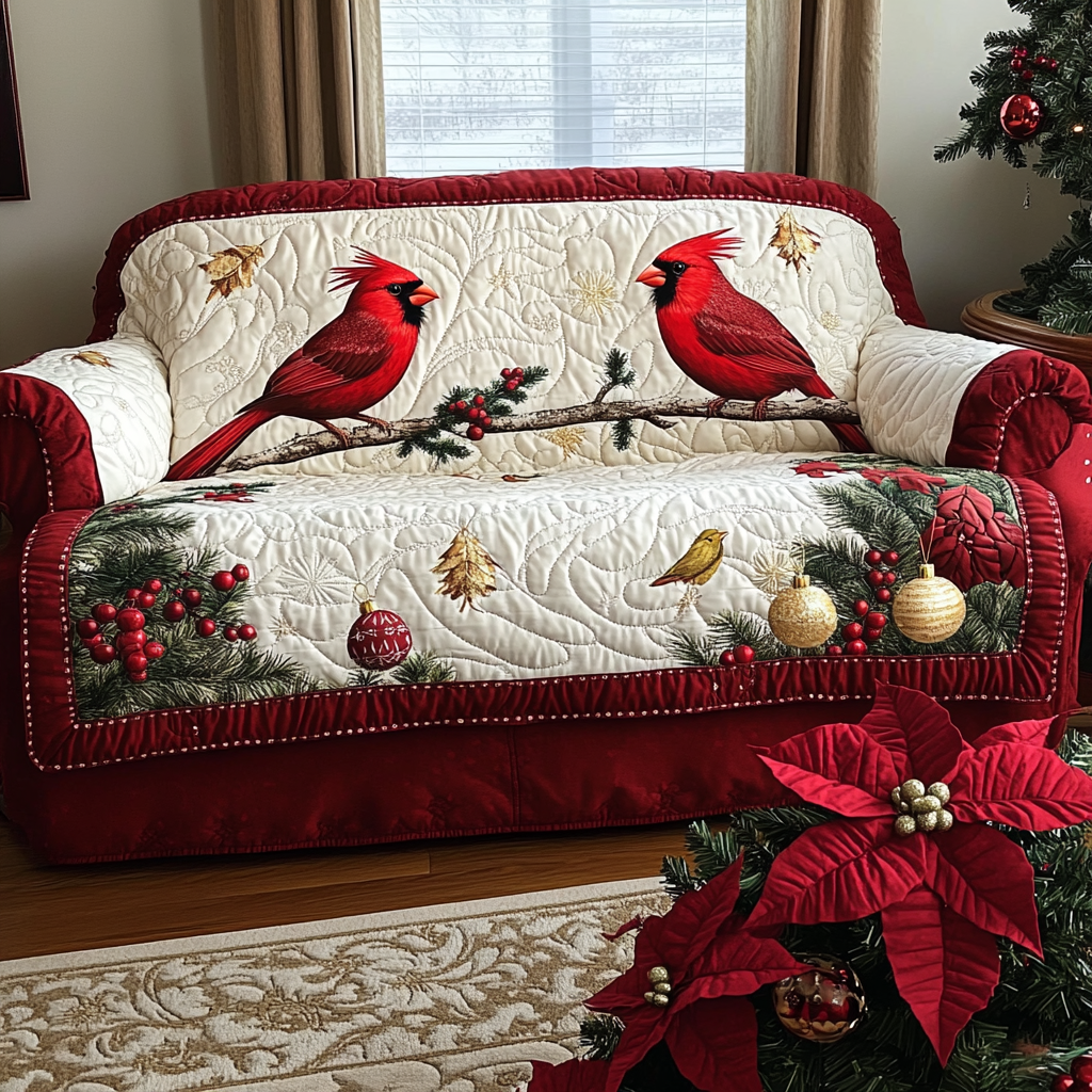 Cardinal Blessing Quilted Sofa Cover Christmas Decorations Indoor Cardinal Gifts For Friend