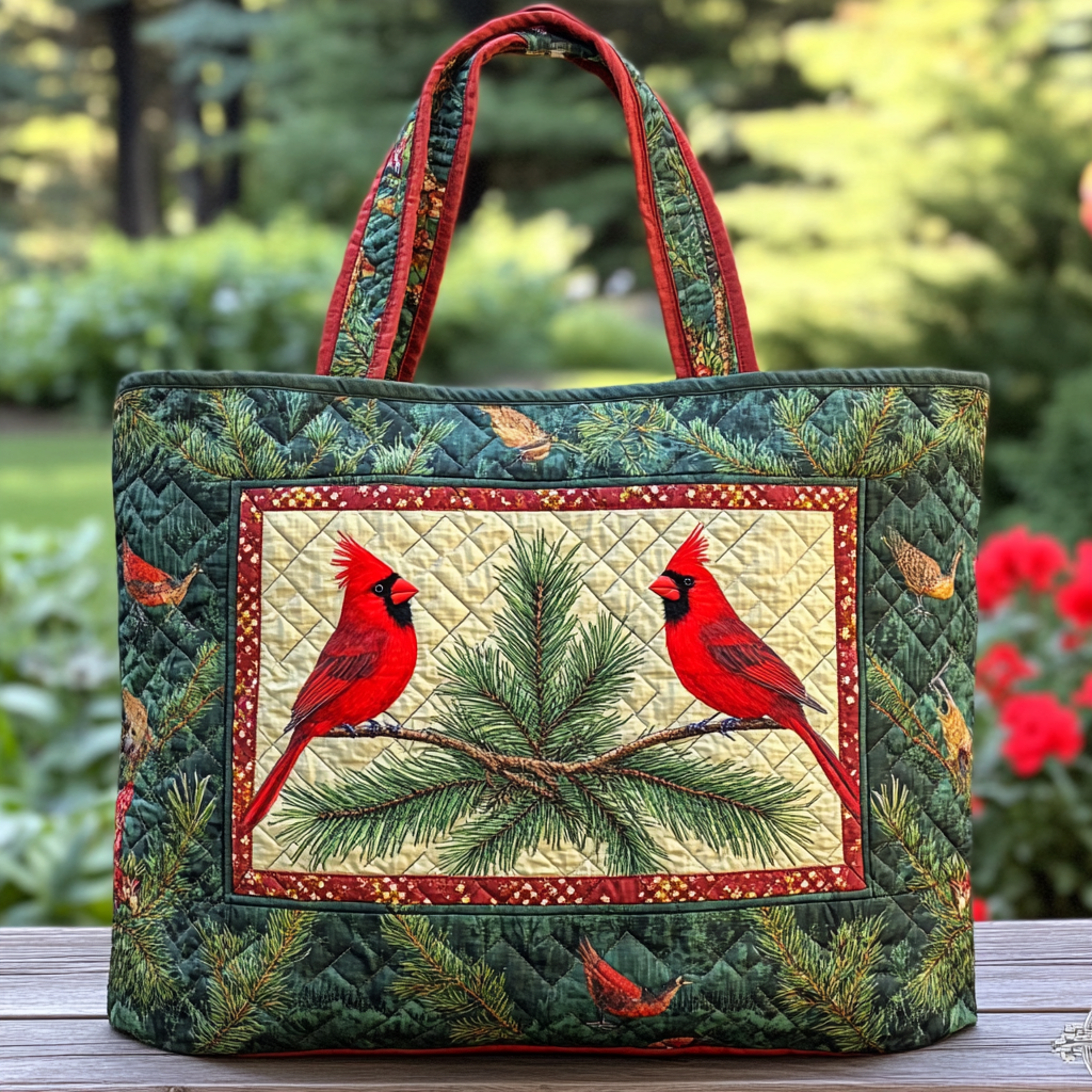 Cardinal Blessing Quilted Tote Bag Best Everyday Shoulder Bag Good Gifts For Mom