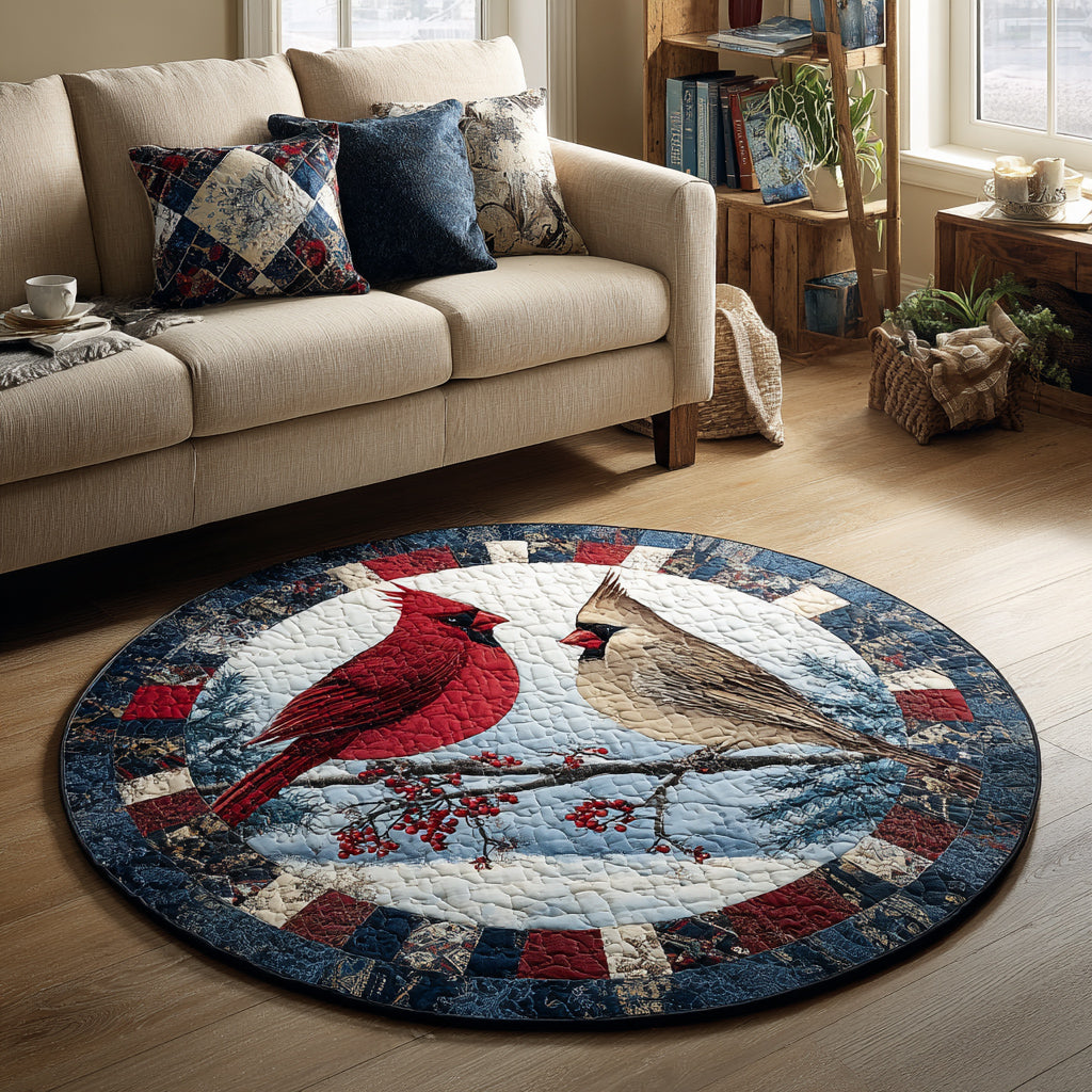 Cardinal Couple Quilted Round Mat Home And Decor Cardinal Themed Gifts
