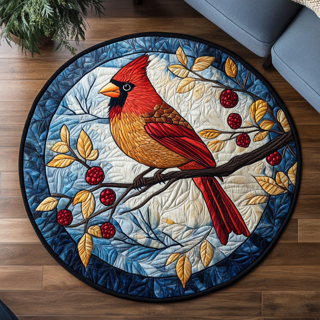 Cardinal Grace Quilted Round Mat House Decor Cardinal Gifts For Friend