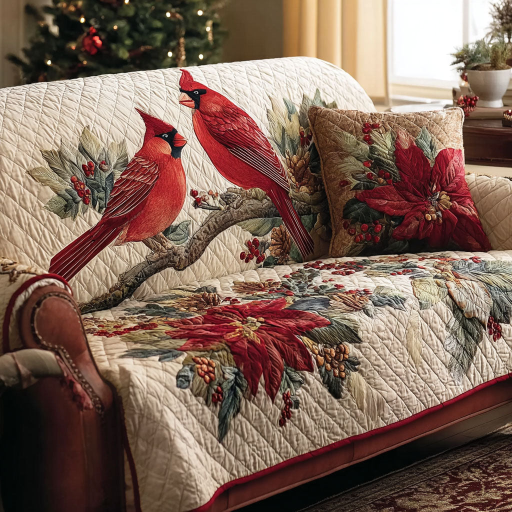 Cardinal Grace Quilted Sofa Cover Christmas Decor Cardinal Gifts For Men