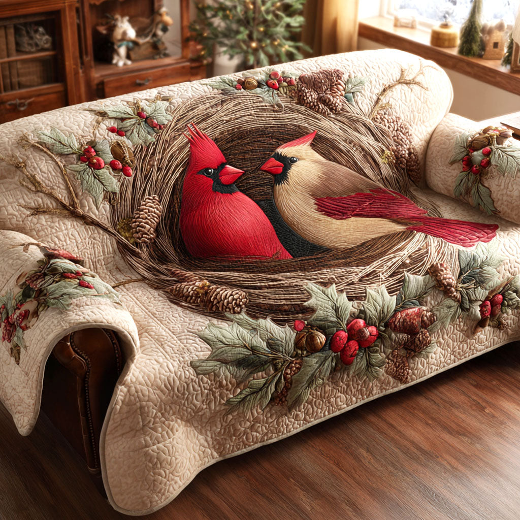 Cardinal Haven Quilted Sofa Cover Christmas Decorations Indoor Cardinal Gifts For Christmas