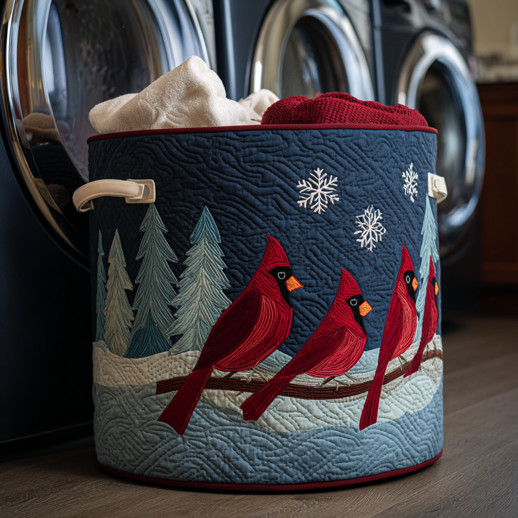 Cardinal Joy Quilted Laundry Basket Laundry Room Decor Ideas Xmas Gifts For Mother In Law