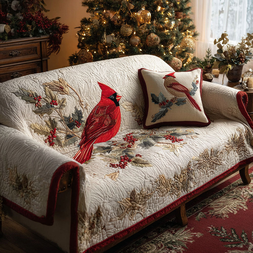 Cardinal Joy Quilted Sofa Cover Best Couch Covers Cardinal Gifts For Christmas