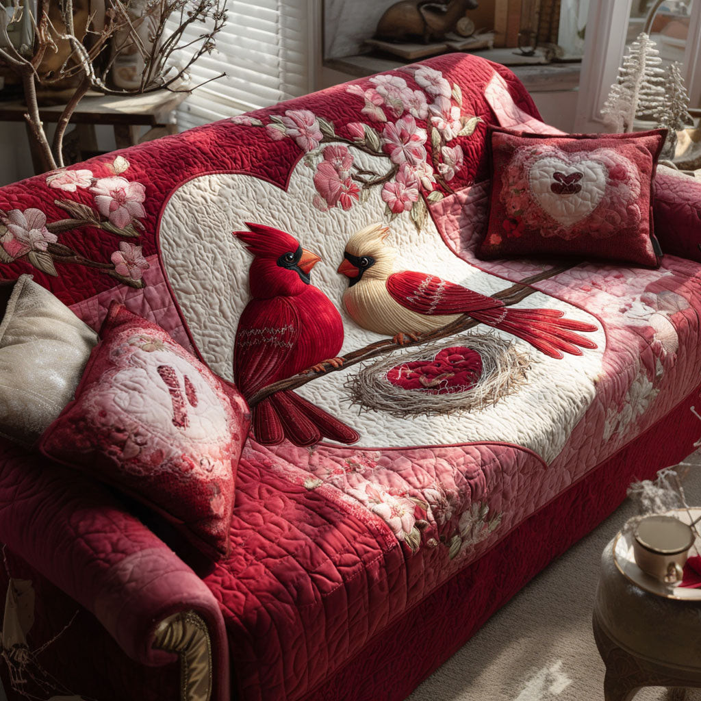 Cardinal Romance Quilted Sofa Cover The Best Sofa Covers Red Cardinal Bird Gifts