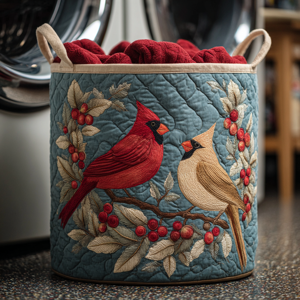 Cardinal Song Quilted Laundry Basket Home Decor Stores Mother In Law Presents Christmas