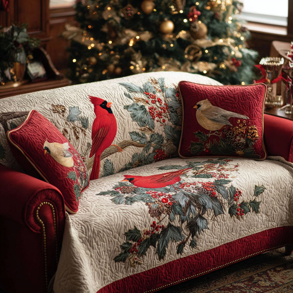 Cardinal Song Quilted Sofa Cover Holiday Couch Covers Unique Cardinal Gift Ideas