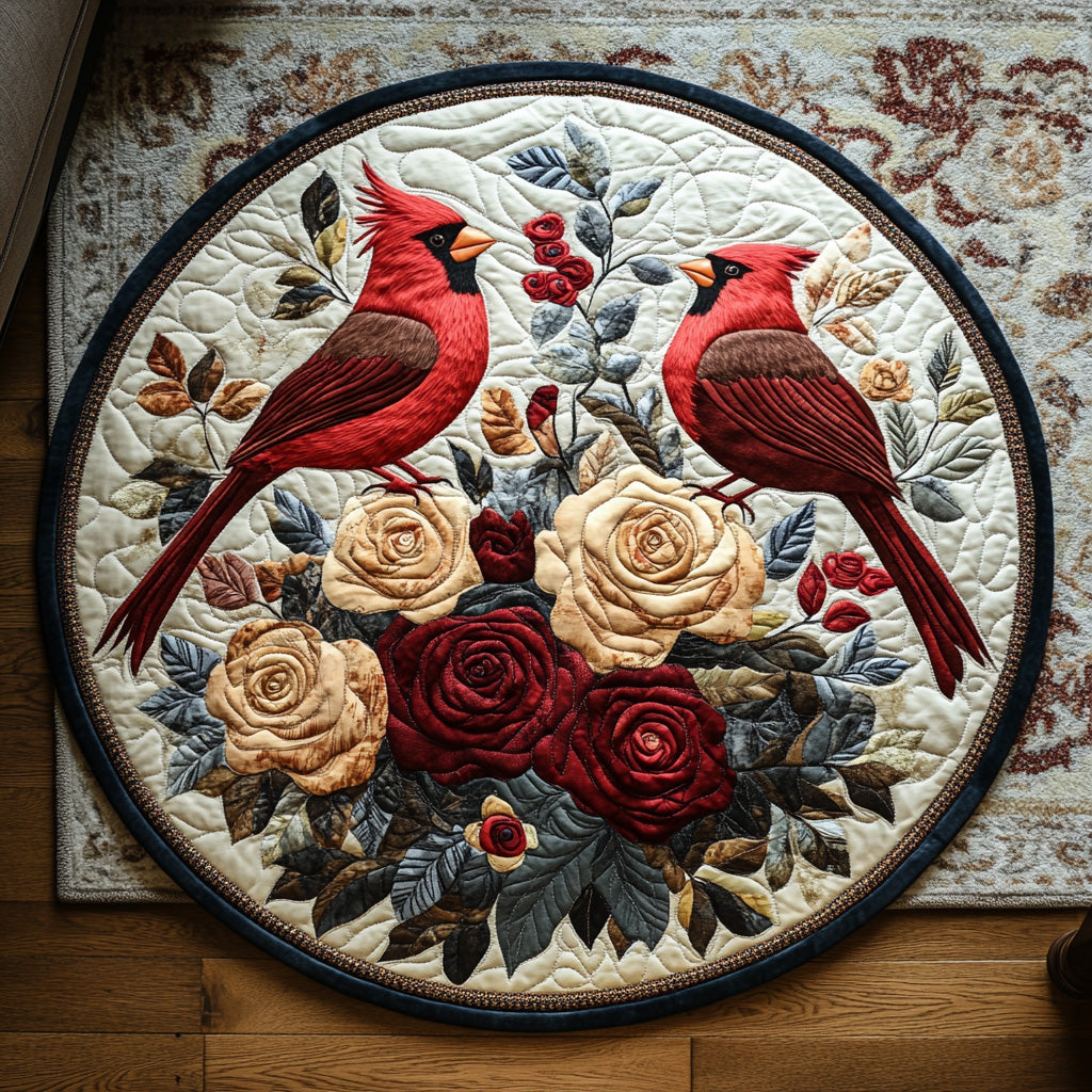 Cardinal Whispers Quilted Round Mat Best Round Area Rugs Red Cardinal Gifts For Mom