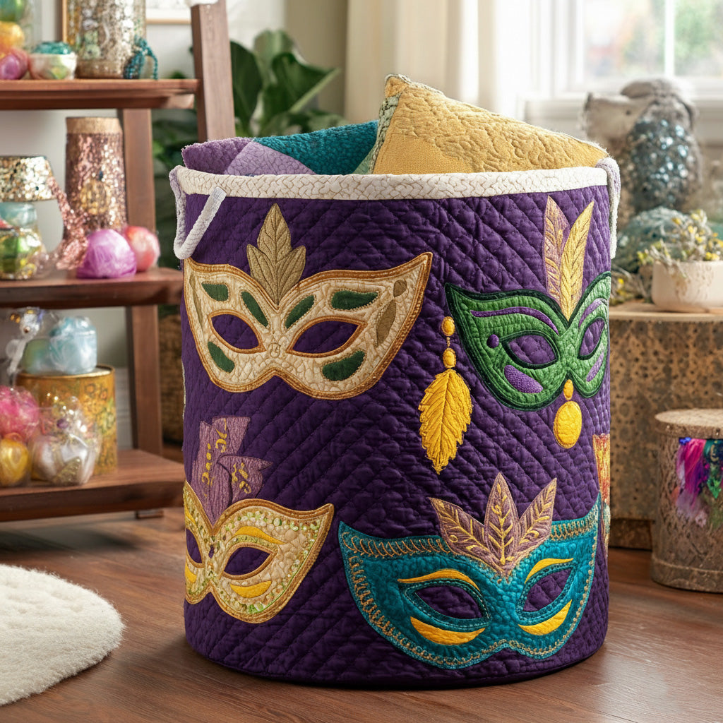 Carnival Allure Quilted Laundry Basket Best Clothes Basket Mardi Gras Presents