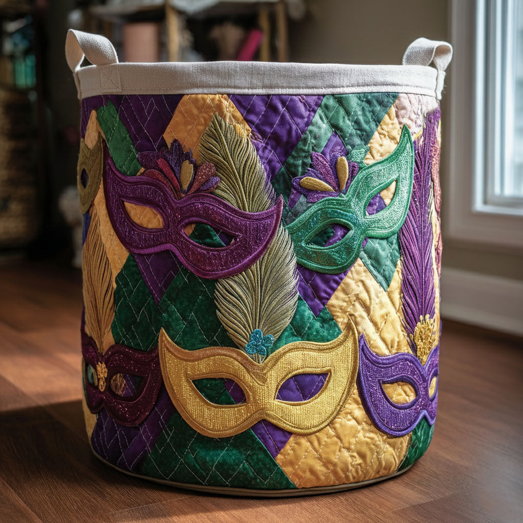 Carnival Charm Quilted Laundry Basket Best Foldable Laundry Basket Mardi Gras Themed Gifts