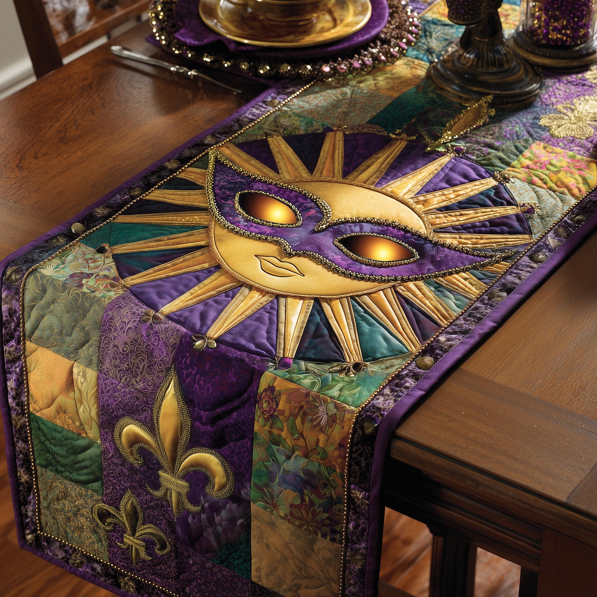 Carnival Glow Quilted Table Runner Dining Table Ideas Mardi Gras Gifts For Women