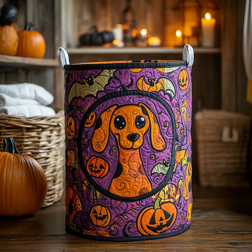 Cartoon Dachshund Quilted Laundry Basket Best Clothes Basket Gifts For Dog Dad Father's Day Ideas