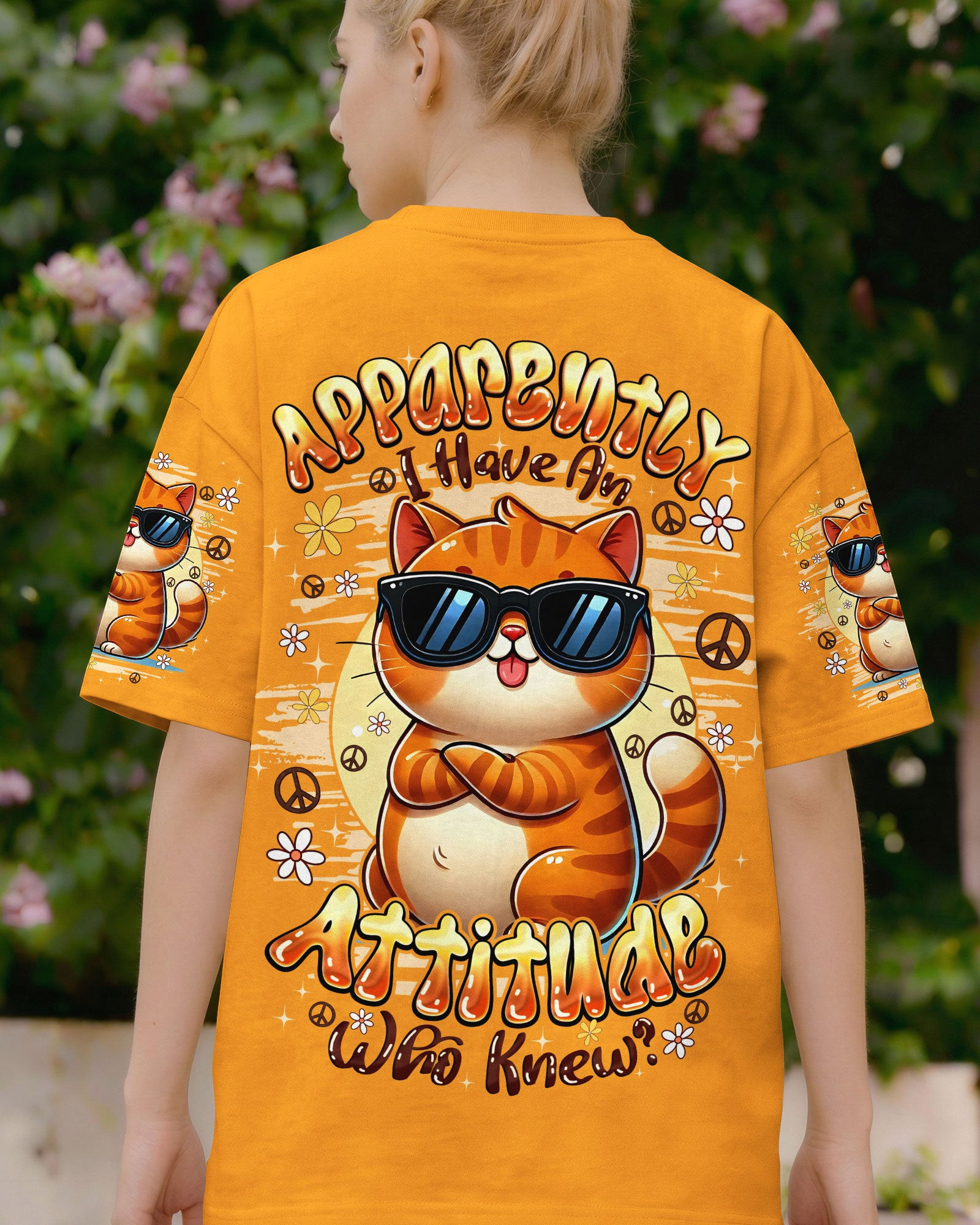 Cat Apparently I Have An Attitude T-Shirt Fun Cool Sunglasses Apparel Gift For Daughter - Image 2