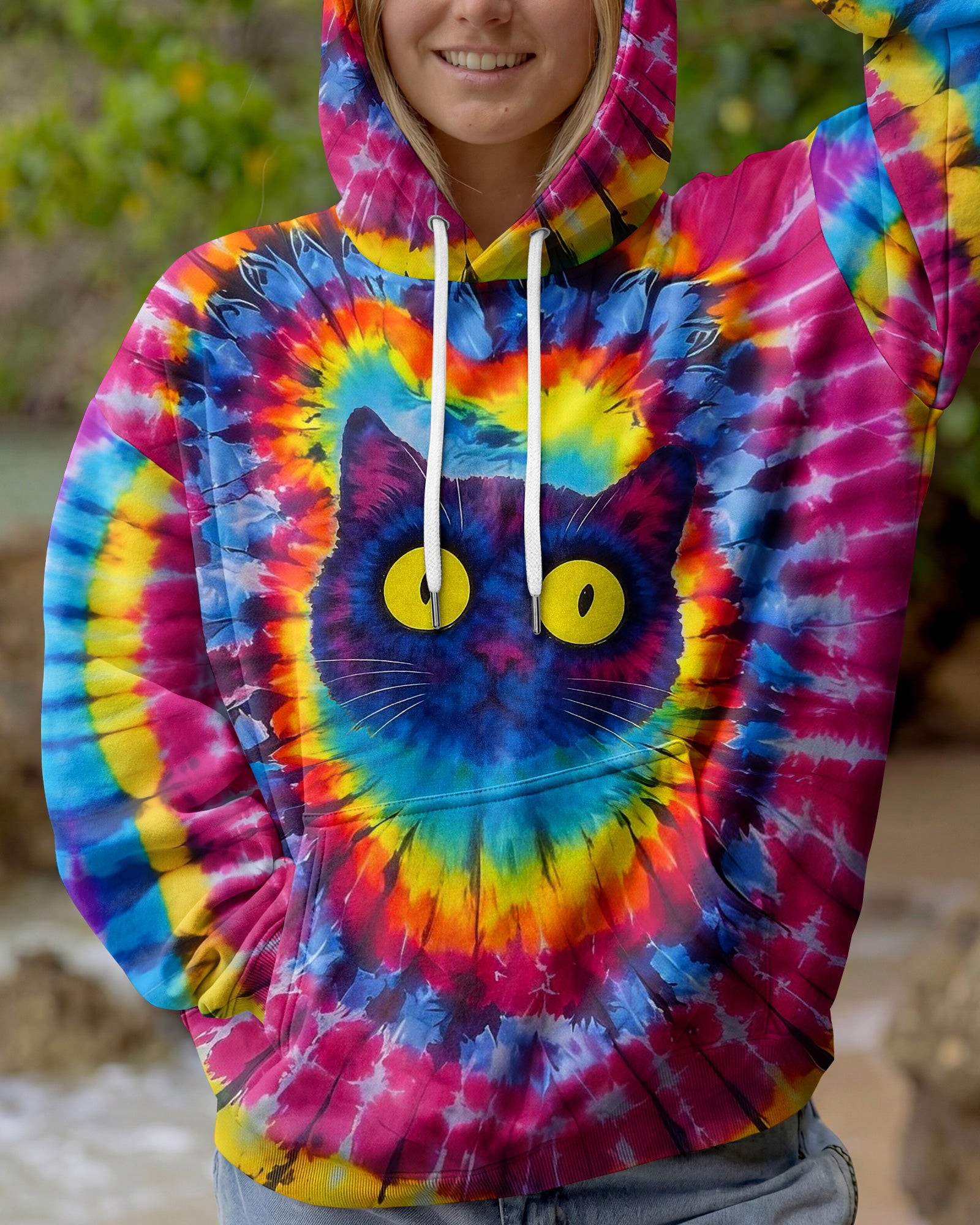 Cat Apparently I Have An Attitude Tie-Dye Hoodie Fun Psychedelic Pullover Gift For Cat Lover - Image 2