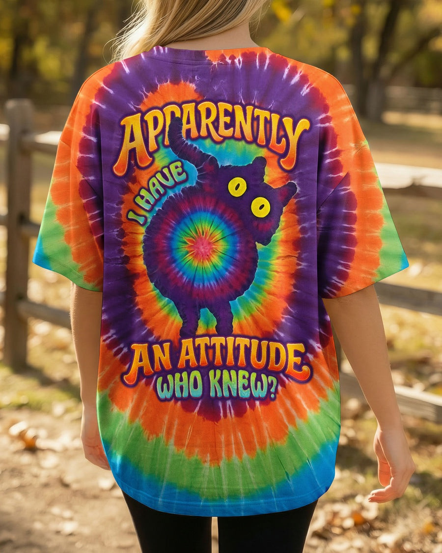 Cat Apparently I Have An Attitude Who Knew Tie Dye Shirt Funny Gifts For Cat Lovers - Image 2