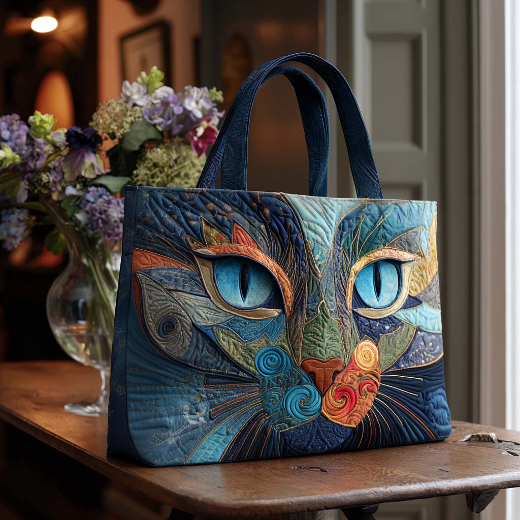 Cat Charm Quilted Tote Bag Best Tote Handbags Mothers Day Gift Suggestions