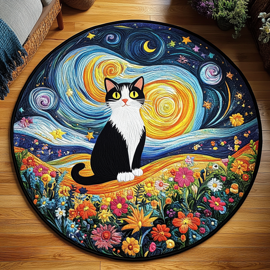 Cat Cozy Corner Quilted Round Mat Circle Mat Unusual Gifts For Cat Lovers