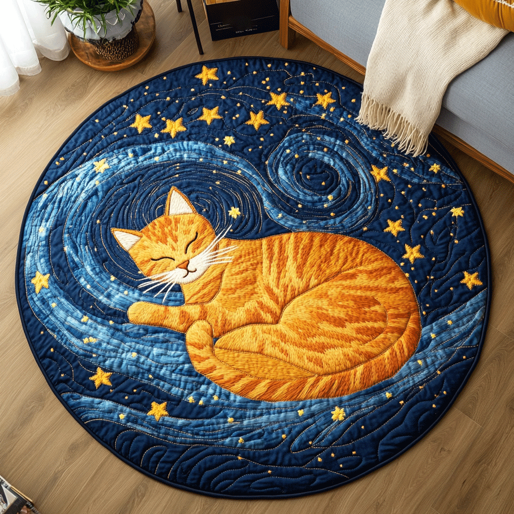 Cat Cozy Retreat Quilted Round Mat Round Indoor Area Rugs Present Ideas For Cat Lovers