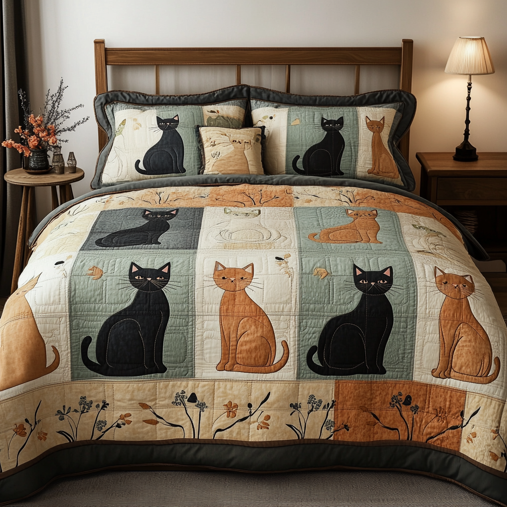 Cat Haven Quilted Bedding Set Best Bedsheets Birthday Gifts For Cat