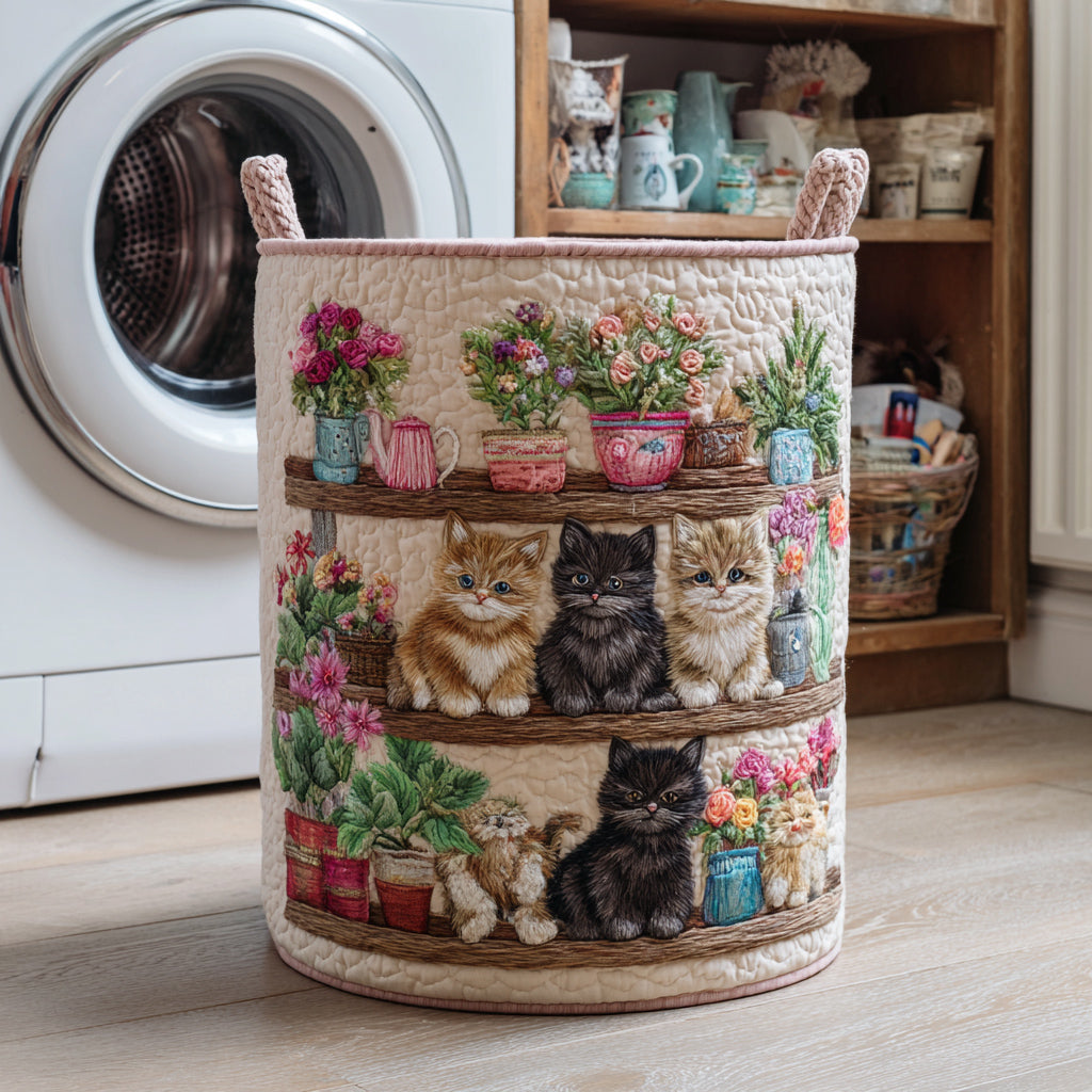 Cat Haven Quilted Laundry Basket Best Foldable Laundry Basket Presents For Cat Owners