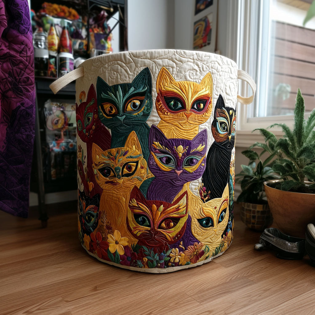 Cat Masquerade Quilted Laundry Basket Unique Laundry Hamper Ideas Gift Idea For New Homeowner