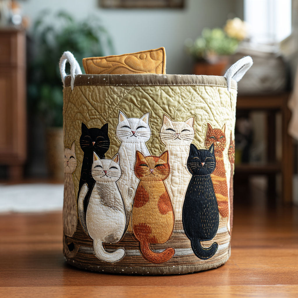 Cat Nap Lane Quilted Laundry Basket Clothes Hamper Great Housewarming Presents