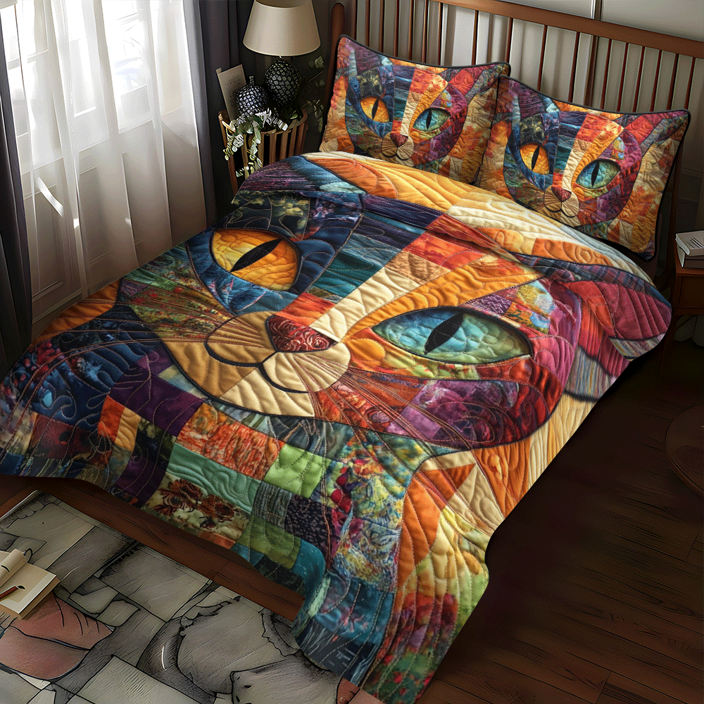 Cat Parade Quilted Bedding Set Bedroom Decorations Stuff For Cat Lovers