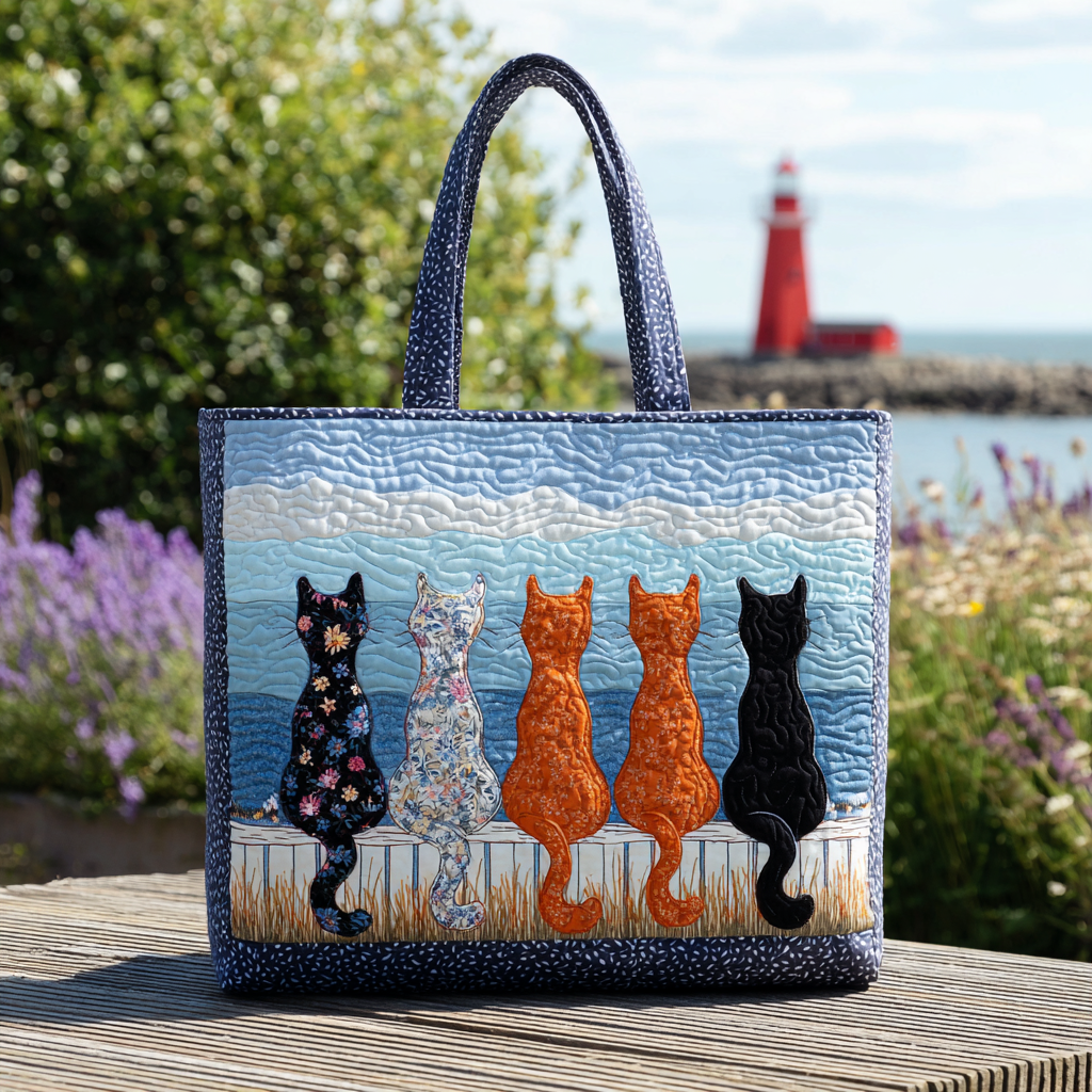 Cat Whisper Quilted Tote Bag Shoulder Bag Cat Mom Gifts For Mother's Day
